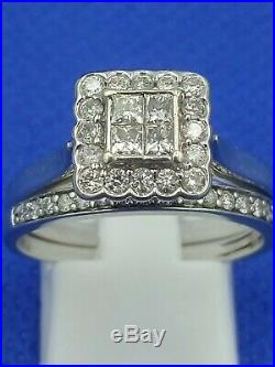 H Samuel 9ct White Gold 0.75 Carat Diamond Ring Perfect Fit Bridal Set Sz Q 5g