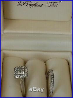 H Samuel 9ct White Gold 0.75 Carat Diamond Ring Perfect Fit Bridal Set Sz Q 5g