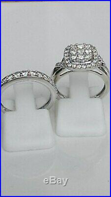 H Samuel 9ct White Gold 1.0 Carat Diamond Ring Perfect Fit Bridal Set J. 5 5.4g