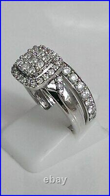 H Samuel 9ct White Gold 1.0 Carat Diamond Ring Perfect Fit Bridal Set J. 5 5.4g