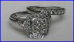 H Samuel 9ct White Gold 1.0 Carat Diamond Ring Perfect Fit Bridal Set J. 5 5.4g