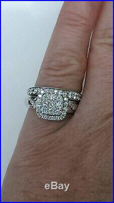H Samuel 9ct White Gold 1.0 Carat Diamond Ring Perfect Fit Bridal Set J. 5 5.4g