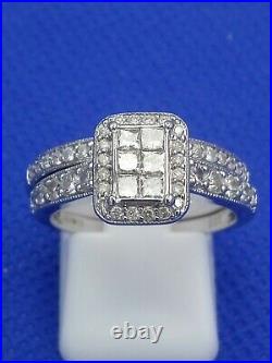 H Samuel 9ct White Gold 1.0 Carat Diamond Ring Perfect Fit Bridal Set Sz O 6.2g