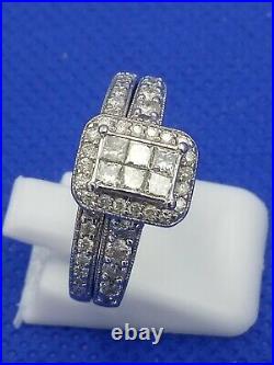 H Samuel 9ct White Gold 1.0 Carat Diamond Ring Perfect Fit Bridal Set Sz O 6.2g