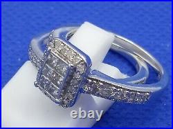 H Samuel 9ct White Gold 1.0 Carat Diamond Ring Perfect Fit Bridal Set Sz O 6.2g