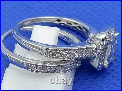 H Samuel 9ct White Gold 1.0 Carat Diamond Ring Perfect Fit Bridal Set Sz O 6.2g