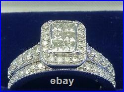 H Samuel 9ct White Gold 1.0 Carat Diamond Ring Perfect Fit Bridal Set Sz O 6.2g