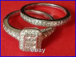 H Samuel 9ct White Gold 1.0 Carat Diamond Ring Perfect Fit Bridal Set Sz O 6.2g