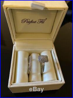 H Samuel 9ct White Gold 4.5 Carat Diamond Ring Perfect Fit Bridal Set O 5.1g
