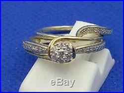 H Samuel 9ct Yellow Gold 0.15 Ct Diamond Ring Perfect Fit Bridal Set Sz M 4.0g