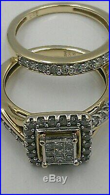 H Samuel 9ct Yellow Gold 0.66 Carat Diamond Ring Perfect Fit Bridal Set K 4.8g