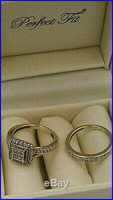 H Samuel 9ct Yellow Gold 0.66 Carat Diamond Ring Perfect Fit Bridal Set K 4.8g