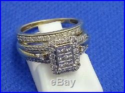 H Samuel 9ct Yellow Gold 0.66 Ct Diamond Ring Perfect Fit Bridal Set Sz M 4.7g