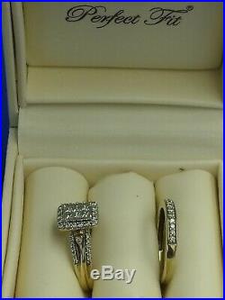 H Samuel 9ct Yellow Gold 0.66 Ct Diamond Ring Perfect Fit Bridal Set Sz M 4.7g