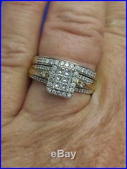 H Samuel 9ct Yellow Gold 0.66 Ct Diamond Ring Perfect Fit Bridal Set Sz M 4.7g