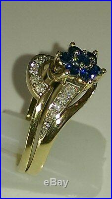 H Samuel 9ct Yellow Gold Sapphire & Diamond Ring Perfect Fit Bridal Set S 5.0g