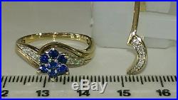 H Samuel 9ct Yellow Gold Sapphire & Diamond Ring Perfect Fit Bridal Set S 5.0g