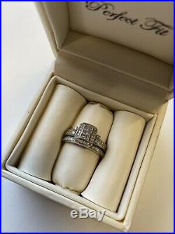 H Samuel Perfect Fit Engagement Ring & Wedding Ring Set 9ct White Gold Size P