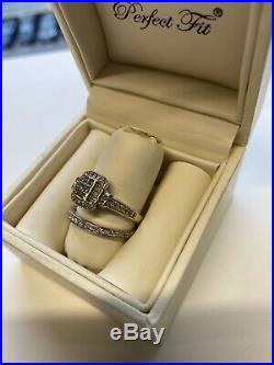 H Samuel Perfect Fit Engagement Ring & Wedding Ring Set 9ct White Gold Size P