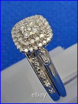 H Samuels 9 Carat White Gold Diamond 0.33 Ct Perfect Fit 2 Ring Bridal Set Sz K