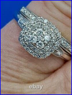 H Samuels 9 Carat White Gold Diamond 0.33 Ct Perfect Fit 2 Ring Bridal Set Sz K