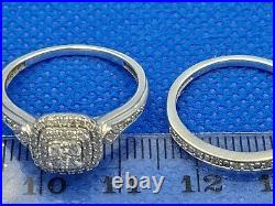 H Samuels 9 Carat White Gold Diamond 0.33 Ct Perfect Fit 2 Ring Bridal Set Sz O