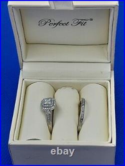 H Samuels 9 Carat White Gold Diamond 0.33 Ct Perfect Fit 2 Ring Bridal Set Sz O