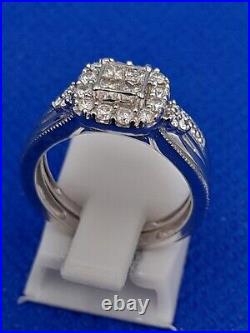 H Samuels 9 Ct White Gold 0.50 Ct Diamond Ring Perfect Fit Bridal Set Sz K 4.5g