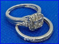 H Samuels 9 Ct White Gold 0.50 Ct Diamond Ring Perfect Fit Bridal Set Sz K 4.5g