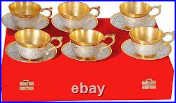 Handmade Pure Brass Gold Plated Mugs Set, Antique Cup Set, 6 PCs, 50 ml each