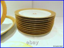 Haviland Set 13 plates + 2 plats Porcelaine Limoges Thistle gold perfect condi
