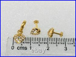 Heart Love 23c Pure Solid Gold Set Pendent Earring Studs A-d Heart Love