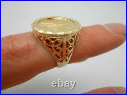 Heavy. 999 Pure Gold Eagle 2000 Coin 14k Yellow Gold Ring Setting Size 7.5