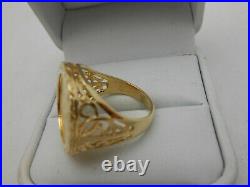 Heavy. 999 Pure Gold Eagle 2000 Coin 14k Yellow Gold Ring Setting Size 7.5