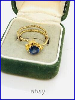 High Carat Gold Indian Ring 0.70ct Natural Sapphire Set in Pure 24CT Gold Nugget