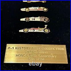 Honda F-1 pin set 50th anniversary limited edition pure gold plated used/mint