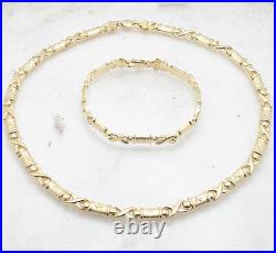 Hugs & Kisses Bracelet Necklace Chain Set 14K Yellow Gold Plated Silver 925