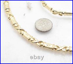 Hugs & Kisses Bracelet Necklace Chain Set 14K Yellow Gold Plated Silver 925