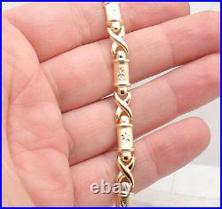 Hugs & Kisses Bracelet Necklace Chain Set 14K Yellow Gold Plated Silver 925