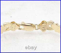 Hugs & Kisses Bracelet Necklace Chain Set 14K Yellow Gold Plated Silver 925