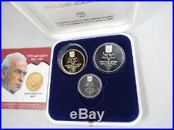 ISRAEL 1996 P. M. YITZHAK RABIN 1oz PURE GOLD & 2 SILVER COINS SET +ORIG BOX +COA