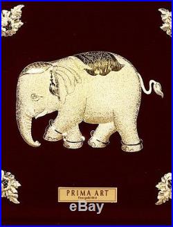 Image Perfect Thai Elephant Picture Figure Statue Pure 99.99 Gold 24 K Decor Set