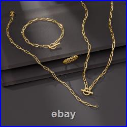 Italian 14kt Yellow Gold Jewelry Set 2 Paper Clip Link Toggle Bracelets
