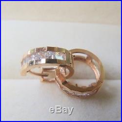 J. Lee Pure 18K Rose Gold Channel Set Zirconia Hoop Earrings 0.47inch Diameter