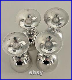 Japan CPO 999 Silver Gold Wash Stem Liquor Sake Goblets Shots Set of 4 3.2 150g