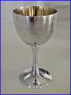 Japan CPO 999 Silver Gold Wash Stem Liquor Sake Goblets Shots Set of 4 3.2 150g