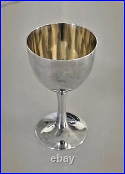 Japan CPO 999 Silver Gold Wash Stem Liquor Sake Goblets Shots Set of 4 3.2 150g