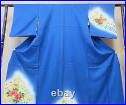 Japanese Kimono Obi Set Pure Silk Cardigan Orange Gold Blue Crane Woman