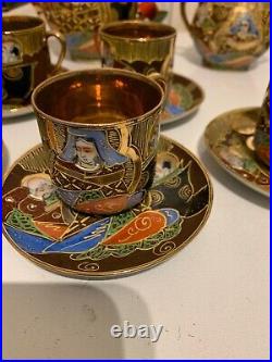 Japanese Satsuma Perfect Tea Set Samurai China Gold Lined Eggshell Porcelain