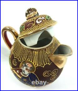 Japanese Satsuma Perfect Tea Set Samurai China Gold Lined Eggshell Porcelain